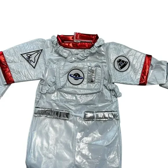 Kid's Astronaut Halloween Costume Space Explorer 3-4 Small New White Red - Picture 3 of 6